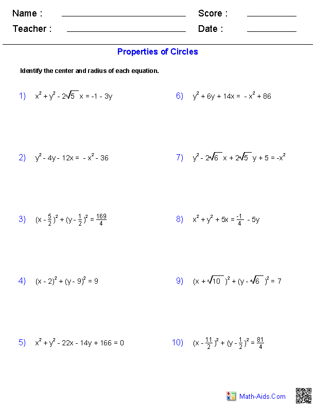 Algebra 2 Worksheets With Answer Key