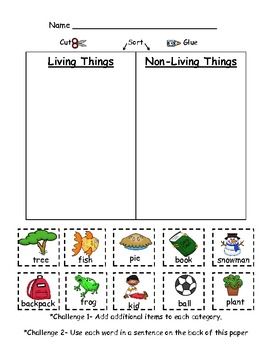 Living Things And Non Living Things Worksheet Pdf