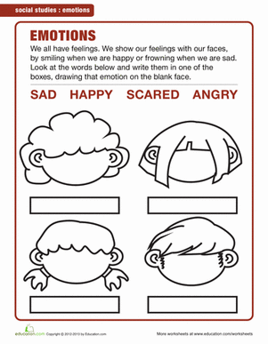 Feelings Worksheet Kindergarten