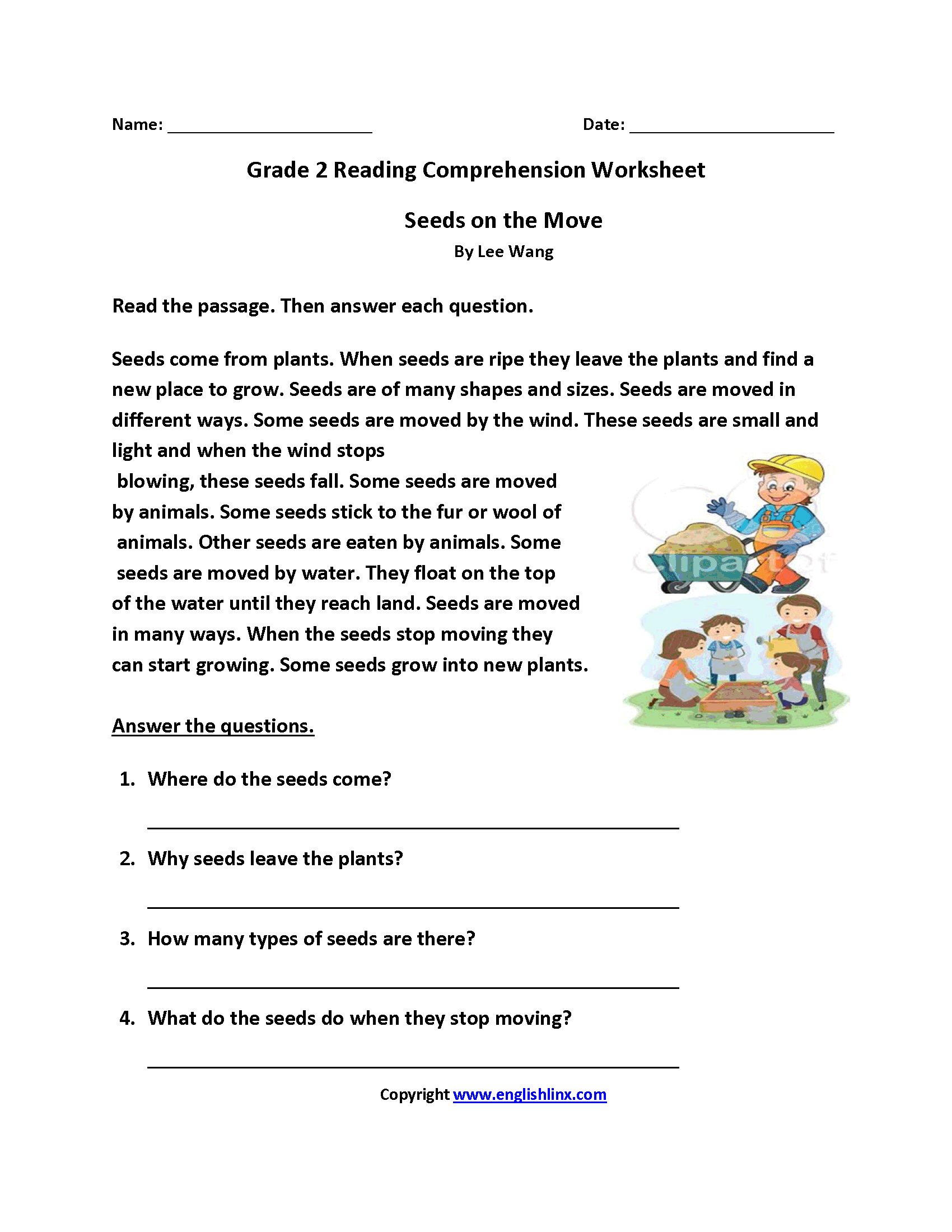 Comprehension For Class 2 Worksheet