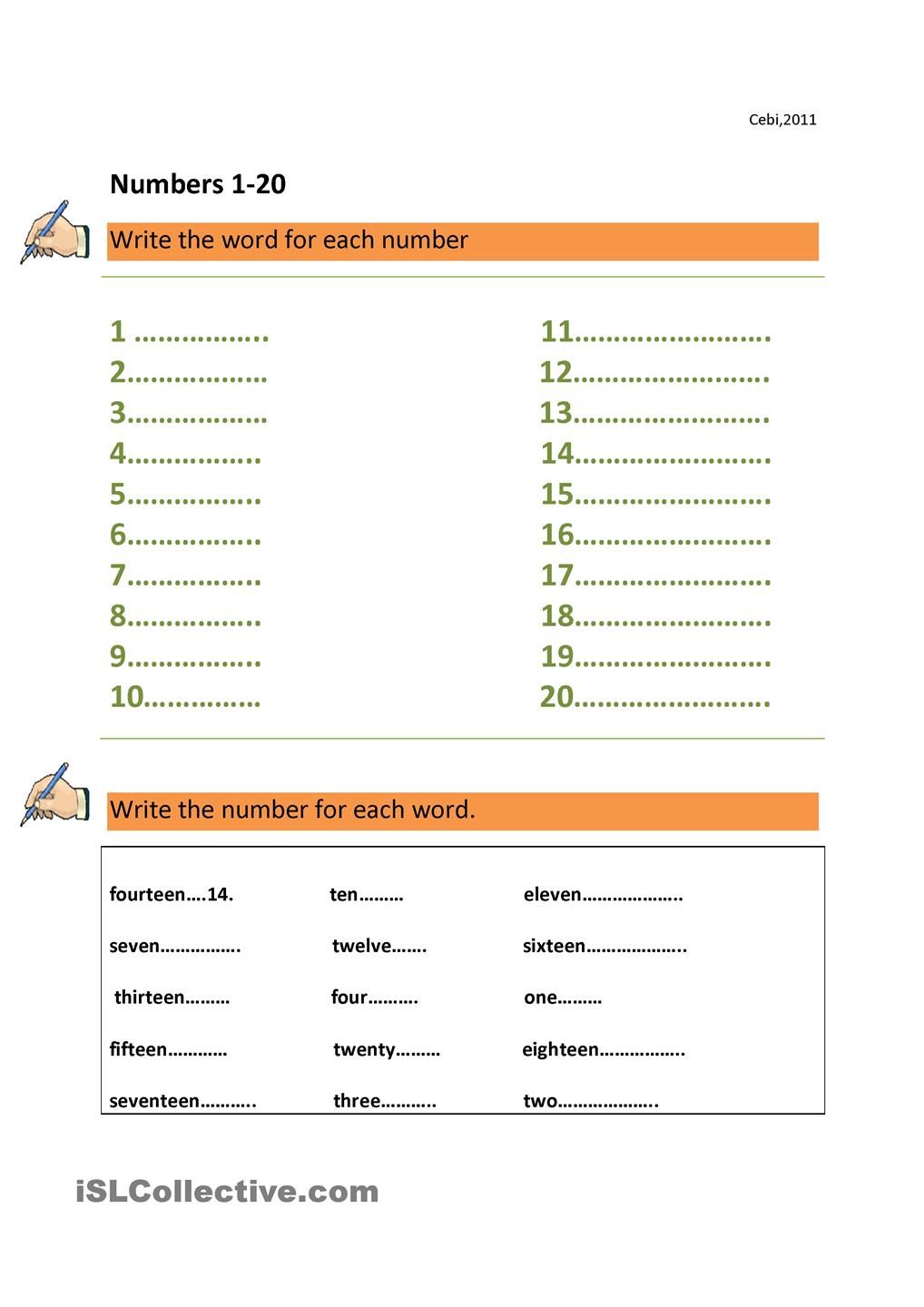 Number Words Worksheet 1-100 Pdf