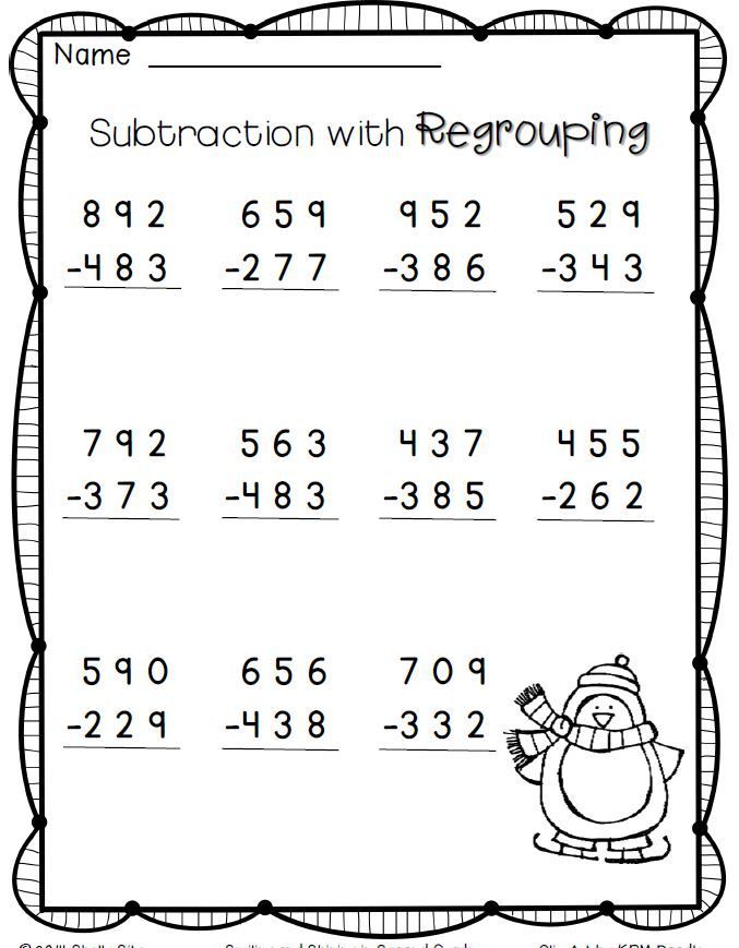 3 Digit Subtraction With Regrouping