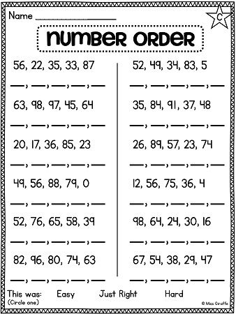 Comparing Numbers Worksheets Grade 2