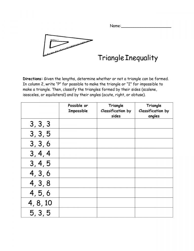 Triangle Inequality Theorem Worksheet Kuta