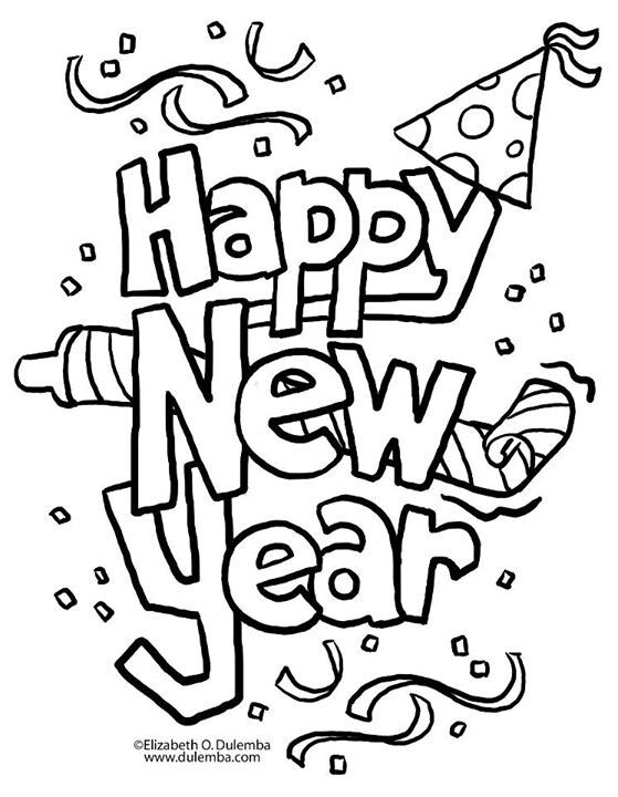 Happy New Year 2019 Coloring Page