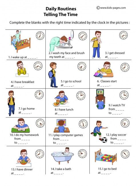 Daily Activities Worksheet For Kids