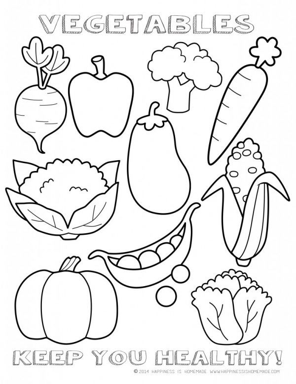Fruits And Vegetables Drawing For Colouring