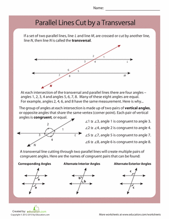 Parallel Lines And Transversals Worksheet If Two Parallel Lines Are Cut By A Transversal Then
