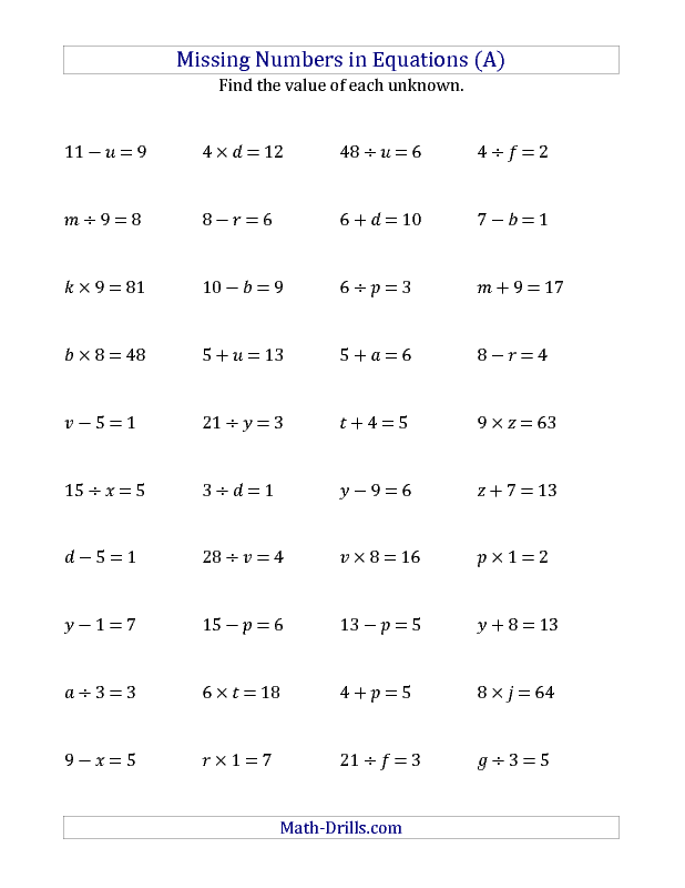 Basic Algebra Worksheets For Beginners