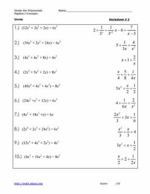 Polynomial Long Division Worksheet With Answers Pdf