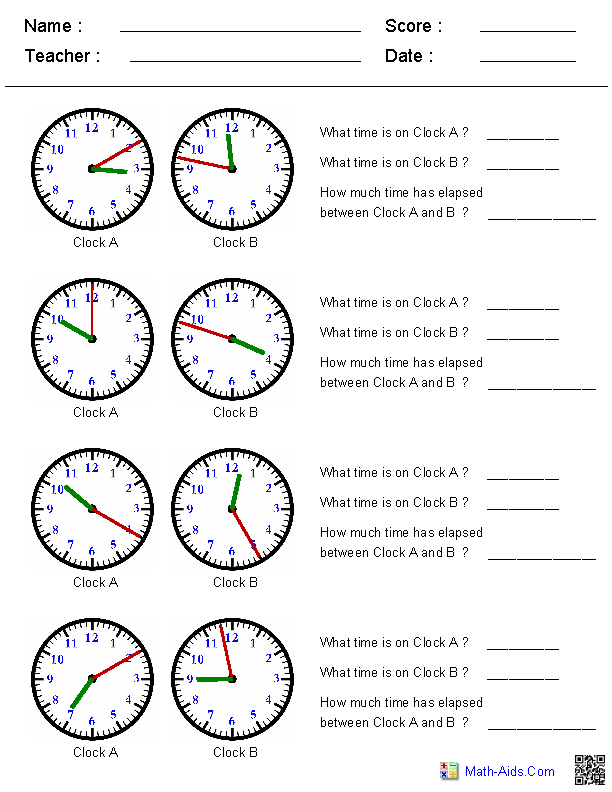 Clock Worksheets 4th Grade