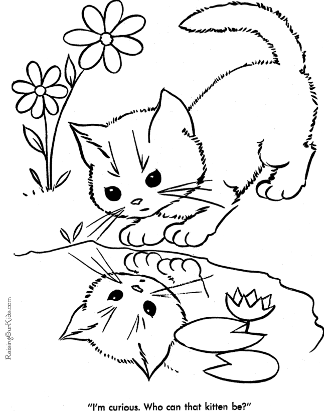 Cat Pictures To Color For Kids
