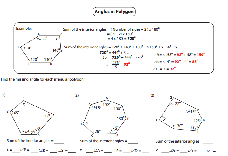 Angles In Polygons Worksheet Tes
