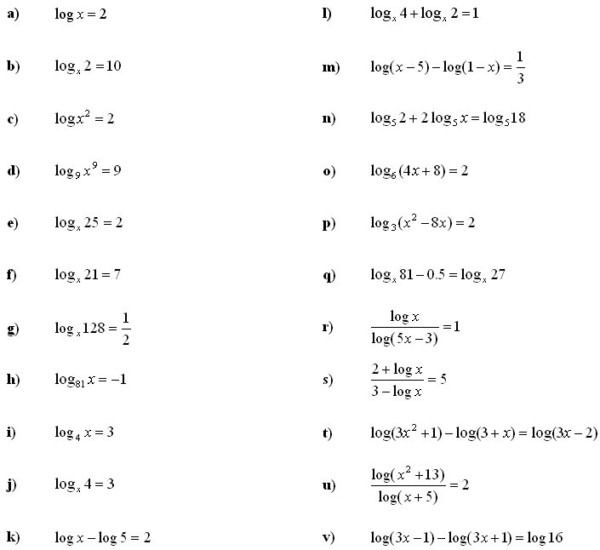 Solving Logarithmic Equations Worksheet Doc