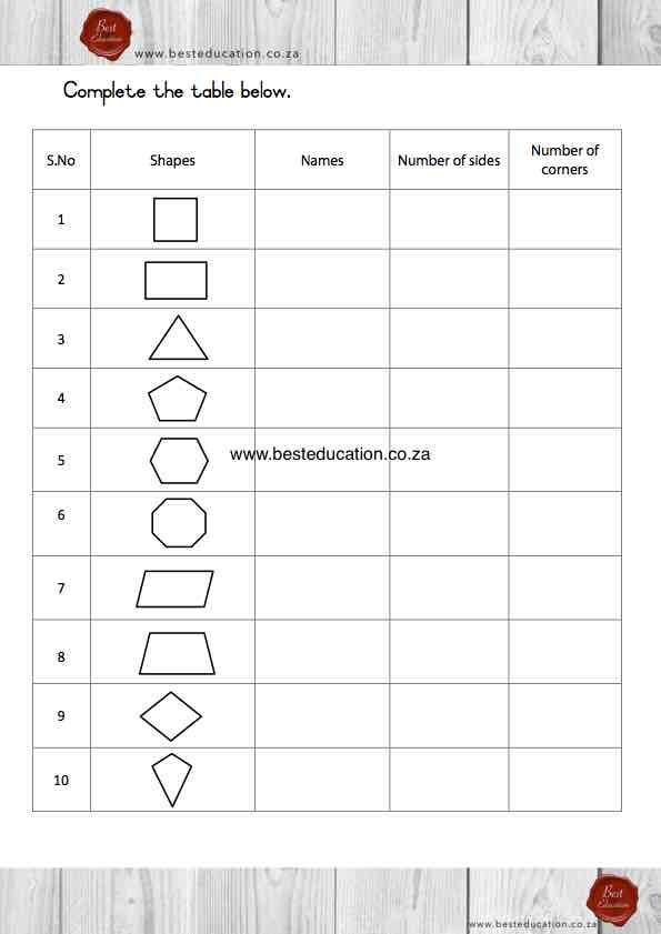 2d Shapes Worksheets For Grade 3