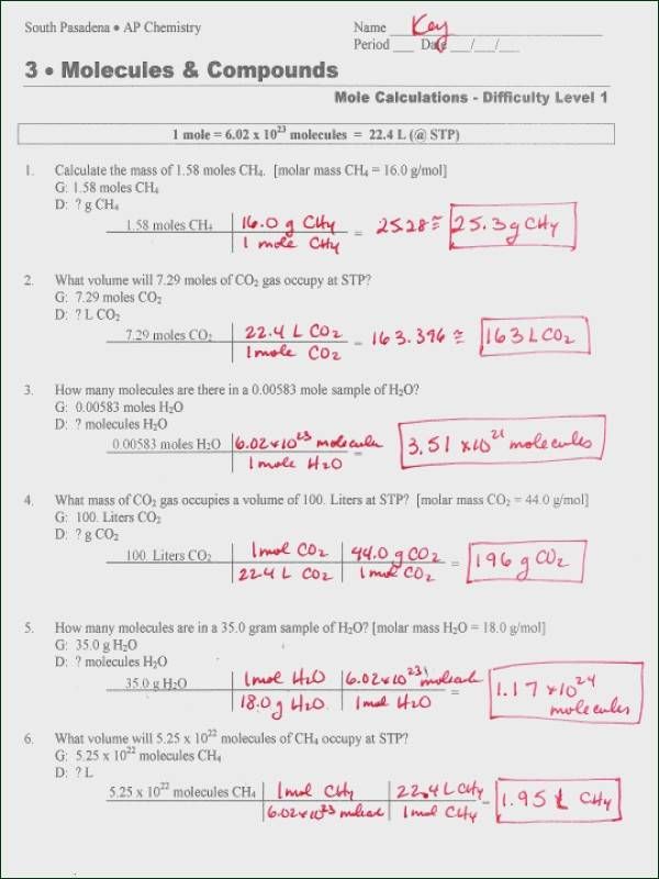 Molarity And Molality Worksheet With Answers