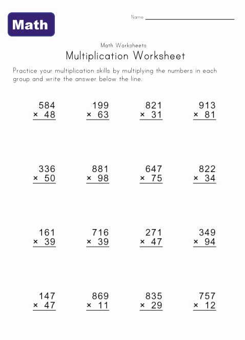 3 Digit Multiplication Worksheets Grade 5