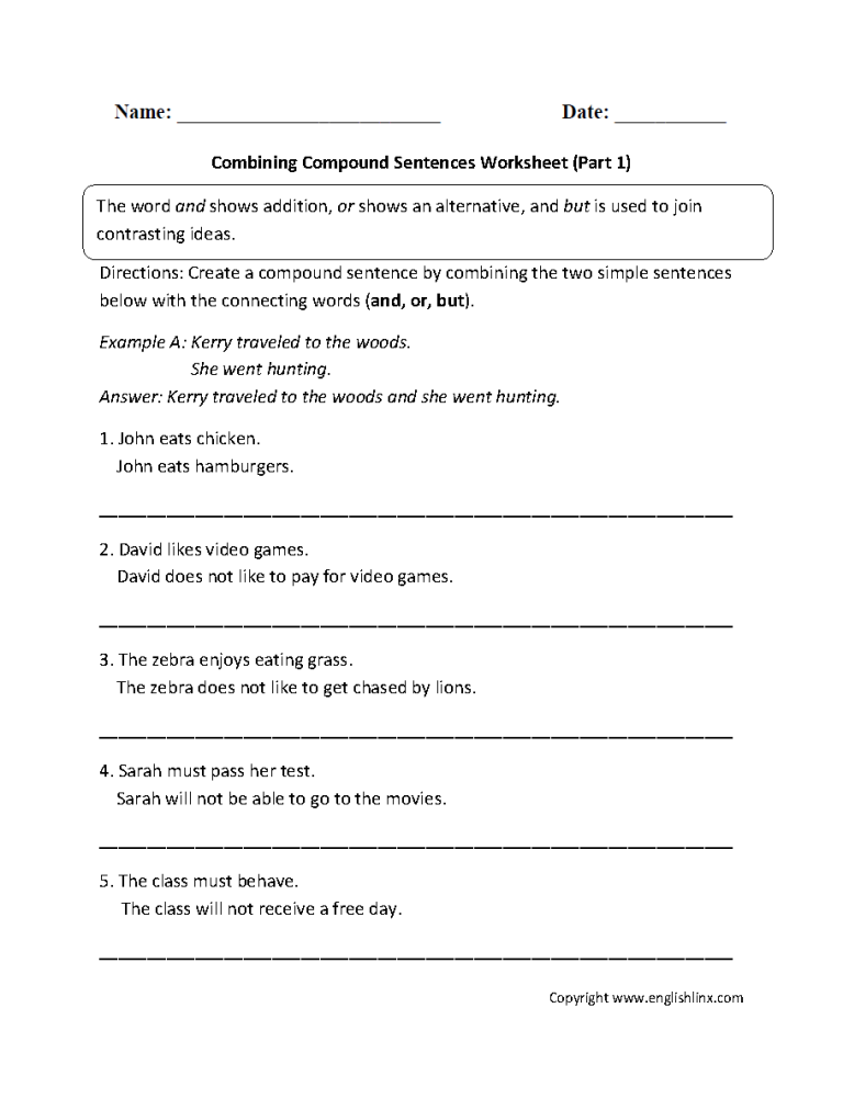 Complex Sentences Worksheet Pdf