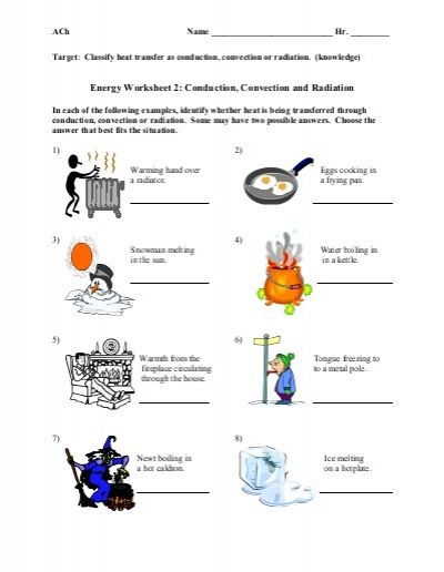 4th Grade Conduction Convection Radiation Worksheet