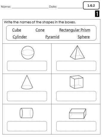 3d Shapes Worksheet Grade 1
