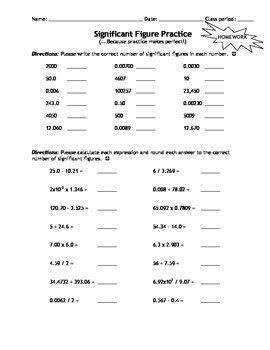 Significant Figures Practice Worksheet Chemistry