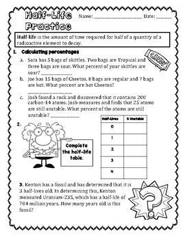 Half Life Word Problems Worksheet Answers