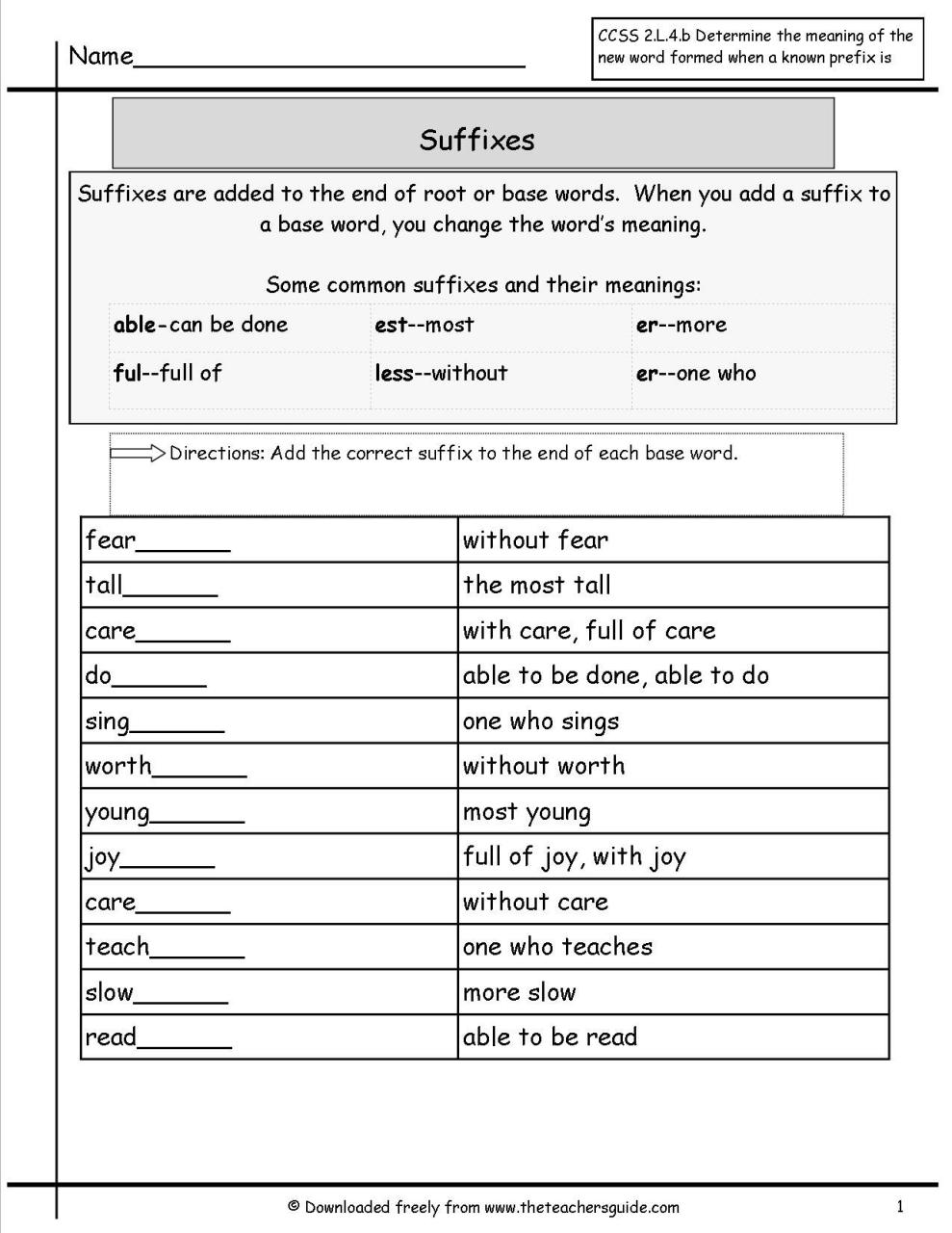 Prefixes And Suffixes Worksheets For Grade 5