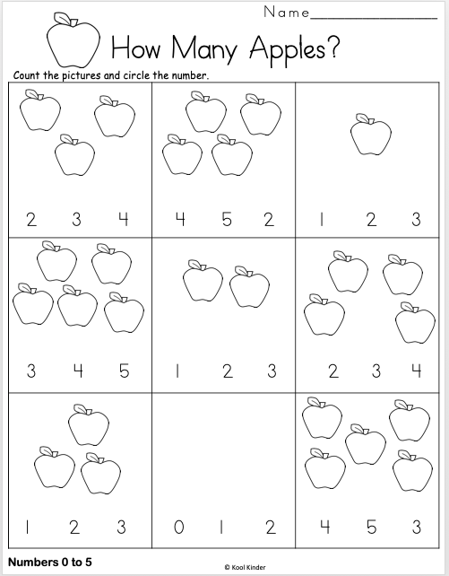 Kindergarten Math Worksheets 0-5