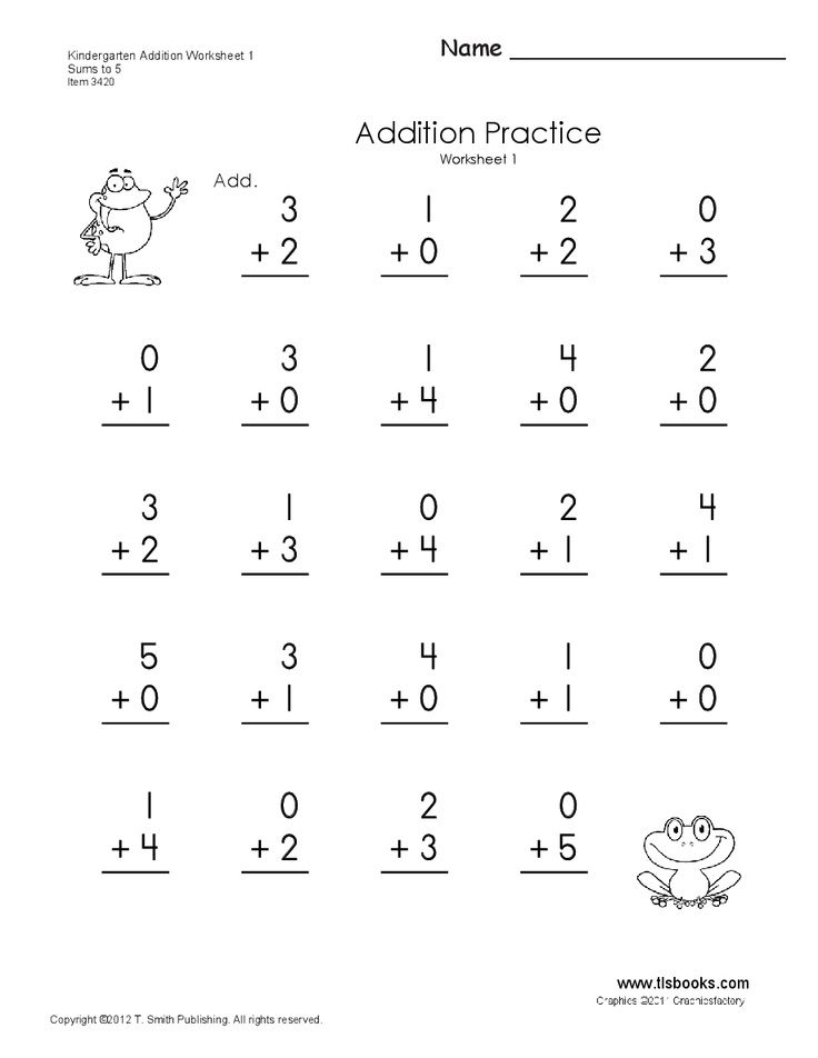 Basic Addition Worksheets For Kindergarten