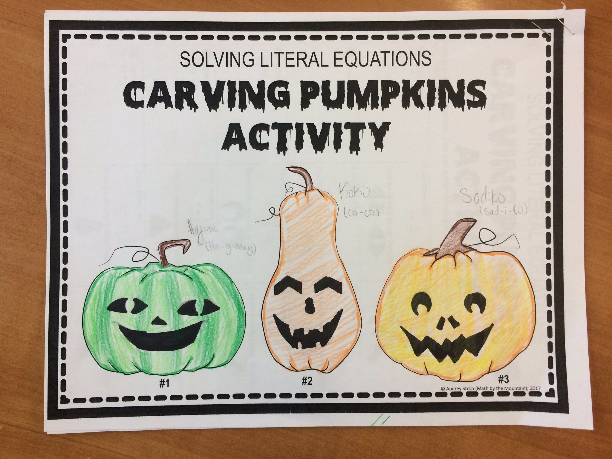Solving Literal Equations Worksheet Carving Pumpkins