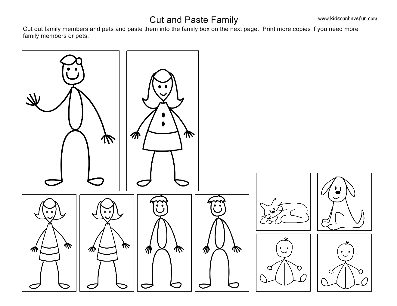 Family Worksheets For Toddlers