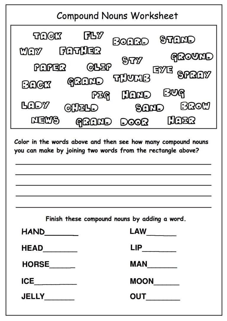 Compound Nouns Worksheet For Grade 5