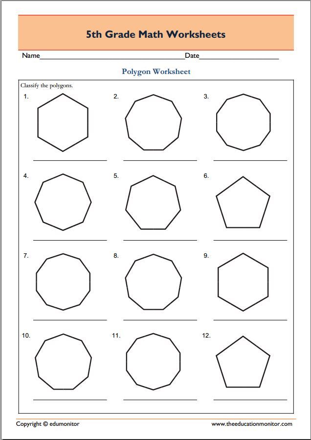 Polygons Worksheet Grade 5