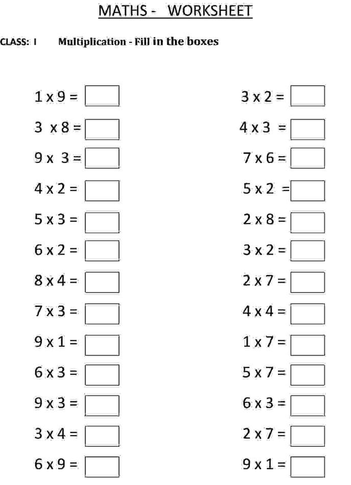 Basic Multiplication Worksheets For Grade 1
