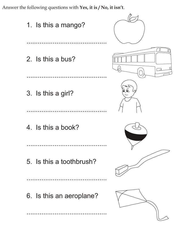 English Worksheet For Class 1 With Answer