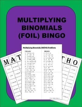 Foil Multiplying Binomials Worksheet