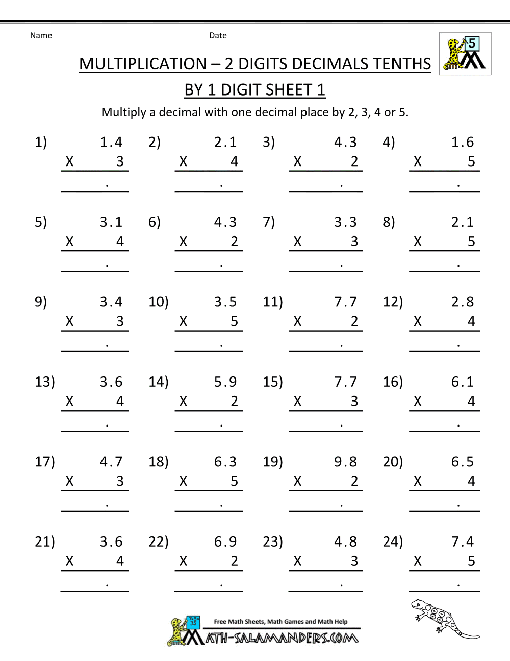 5th Grade Basic Math Worksheets