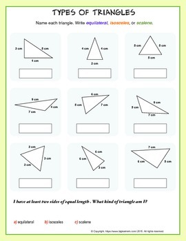 Scalene Isosceles And Equilateral Triangles Worksheet