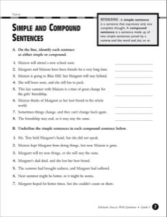 Simple And Compound Sentences Worksheet Grade 6