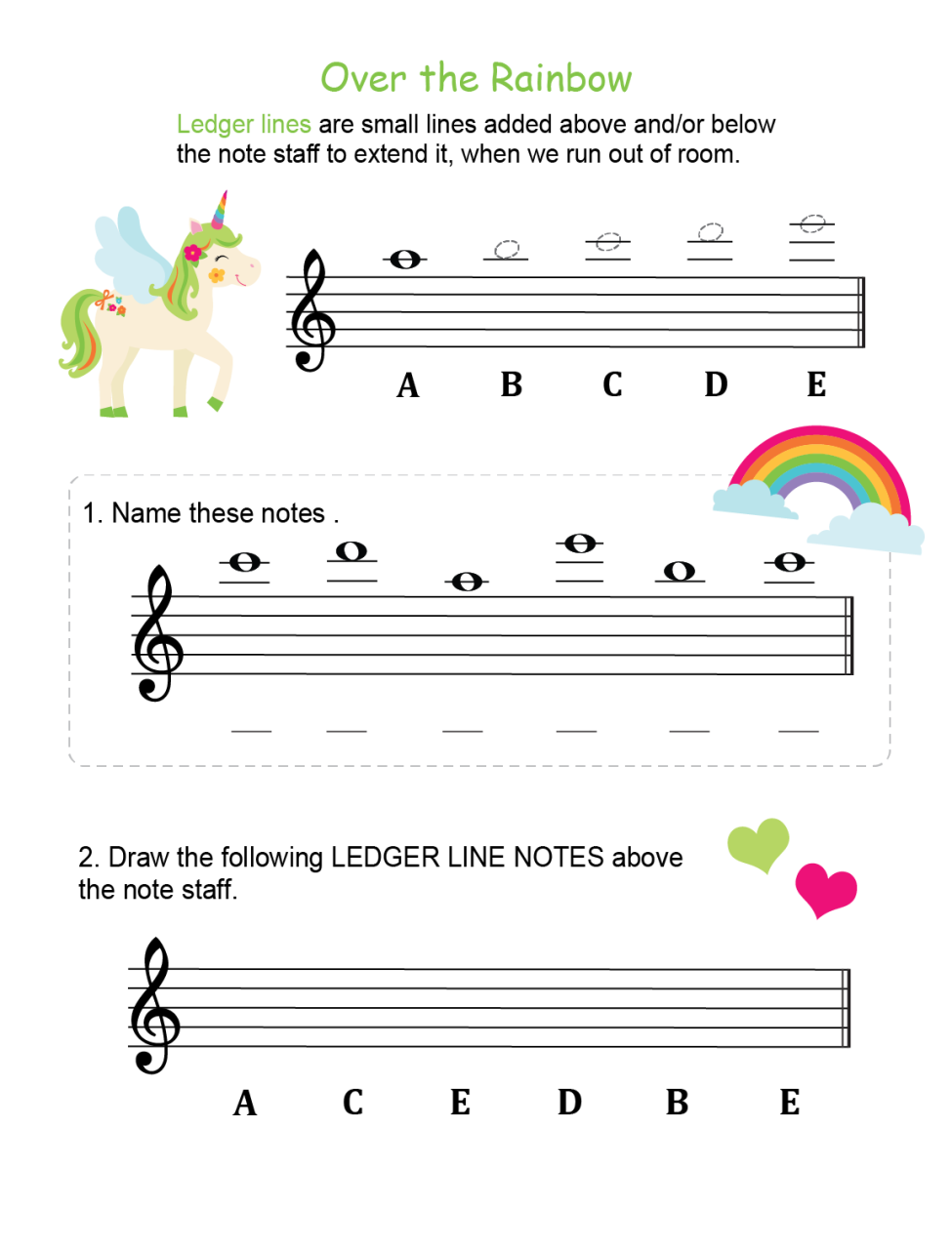 Music Theory Worksheets Ledger Lines