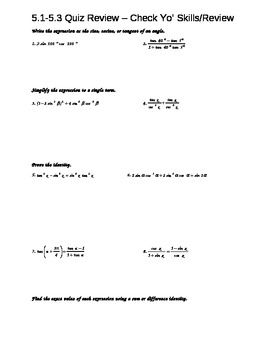 Simplifying Trigonometric Identities Worksheet