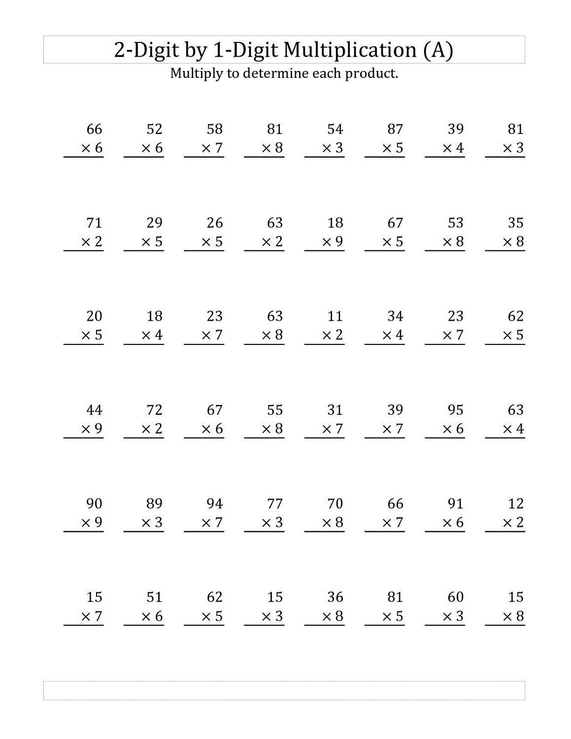 Multiplication Worksheets Grade 5