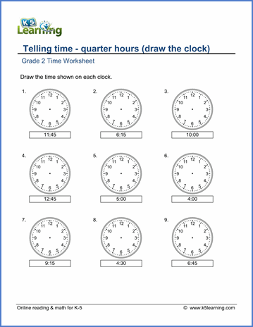 Second Grade Telling Time To The Minute Worksheets