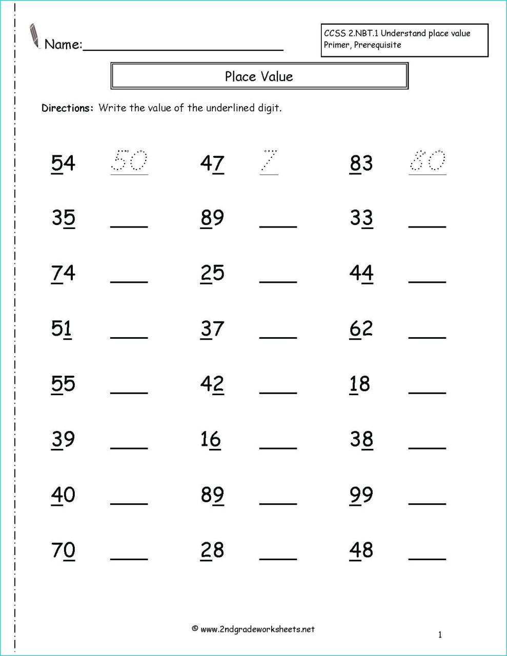 Math Worksheets For Grade 2