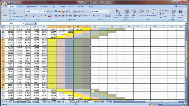 Excel Practice Sheets