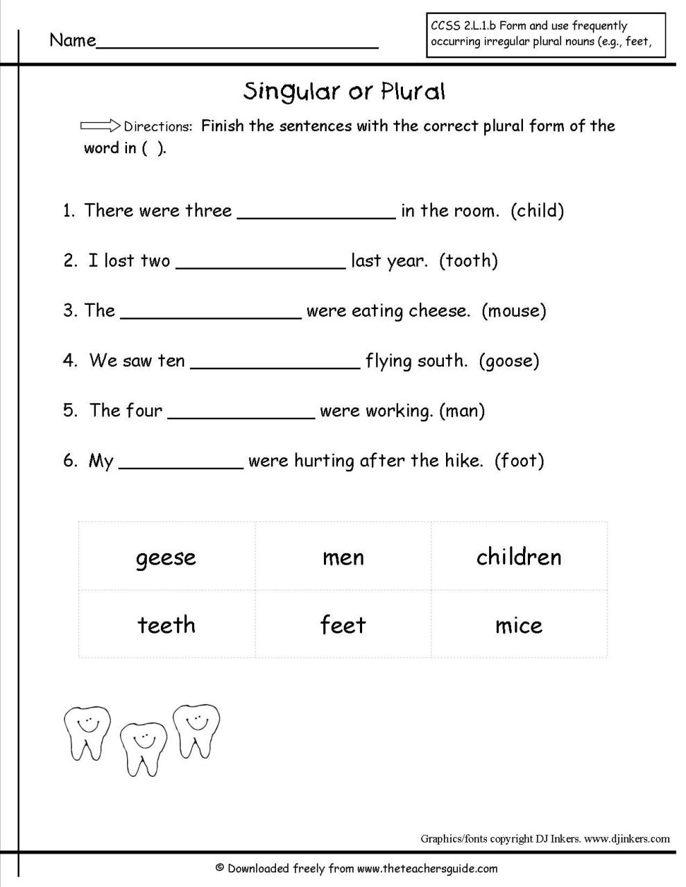 Plural Nouns Worksheets Pdf