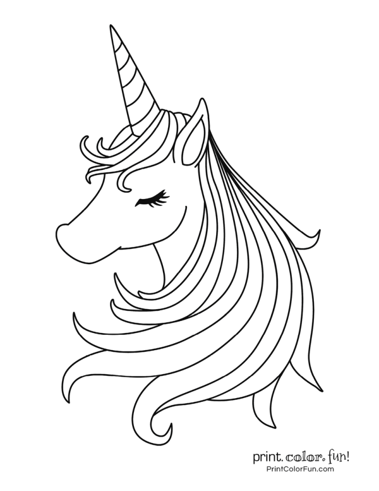 Free Unicorn Coloring Pages For Kindergarten