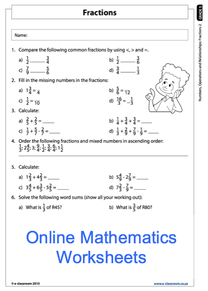 Maths Worksheet For Class 5