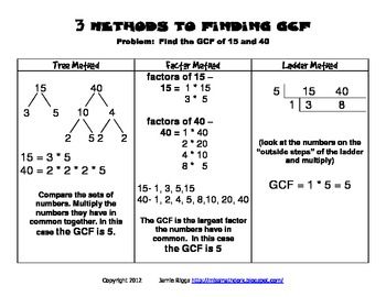 Greatest Common Factor Worksheets Grade 8