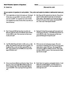 Solving Linear Equations Word Problems Worksheet